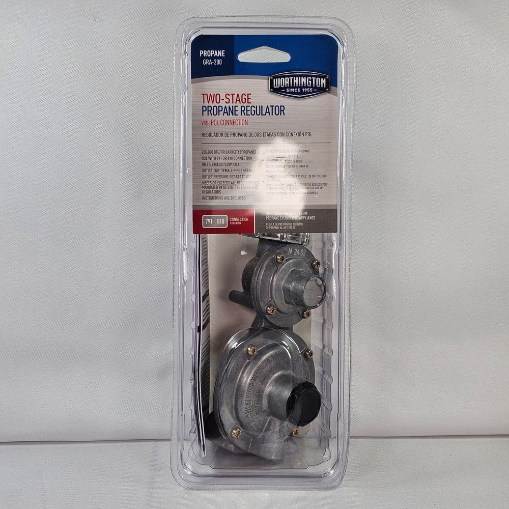 New Worthington GRA-200 Two-Stage Propane Regulator POL Connection 200,000 BTU